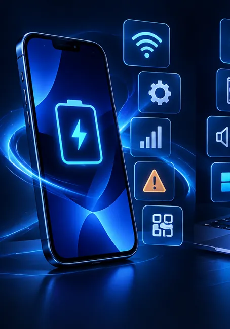 Phone charging and troubleshooting illustration